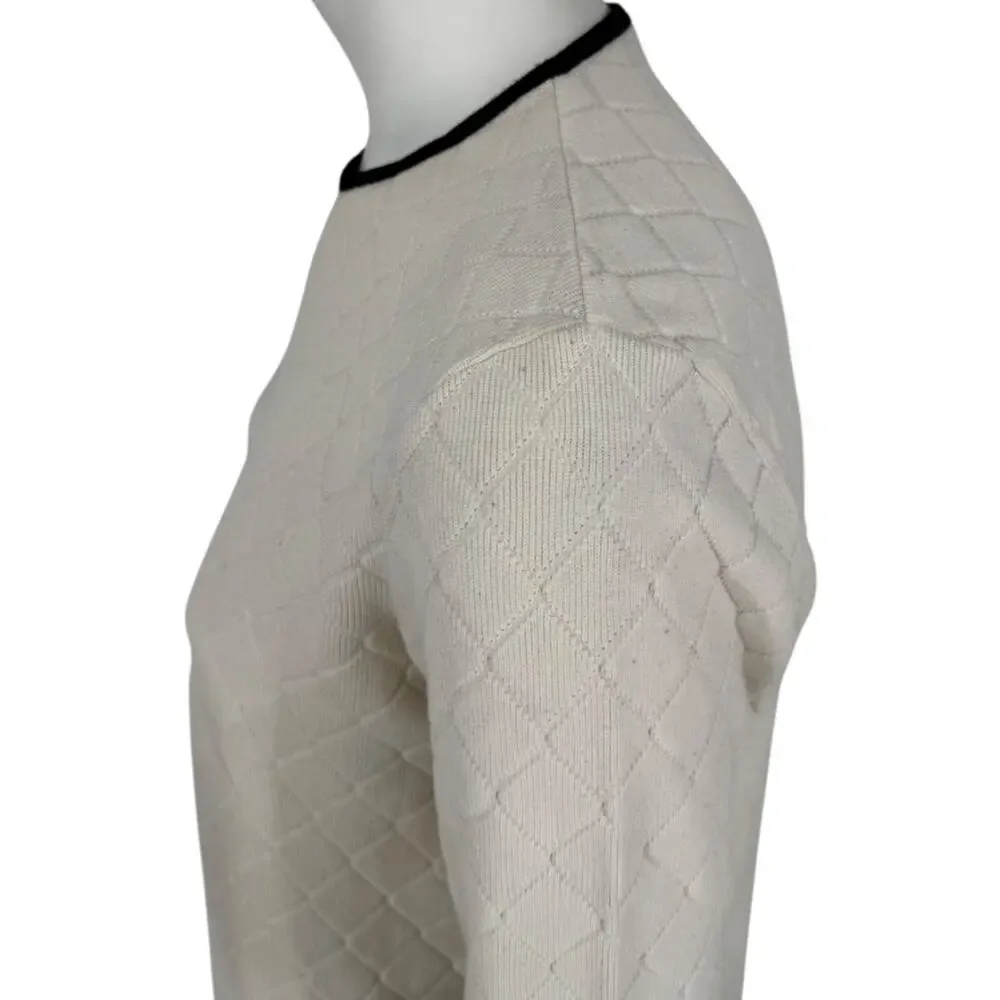 Chanel Ivory Quilted CC Logo Sweater – Size 42 (FR)